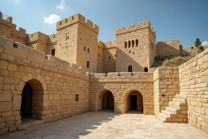 Vue d'ensemble du Tombeau des Patriarches à Hébron et de son enceinte de pierre